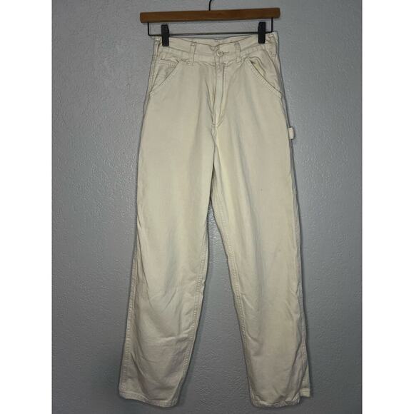 John Galt Jeans Womens Small Big Front Pocket 27" Inseam High Rise Cream - Picture 1 of 5